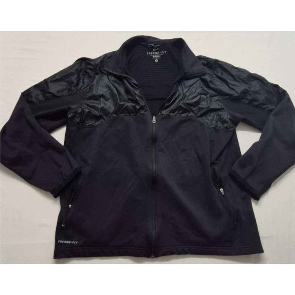 Nike Therma-Fit women's black full‎ zip athletic jacket LG pockets/fleece